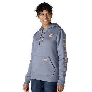 Carhartt Relaxed Fit Midweight Logo Sleeve Hoodie Blue Small NWOT